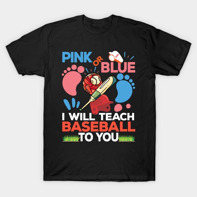 Gender Reveal Party Baby Shower Funny Baseball Fan T-Shirt by alcoshirts